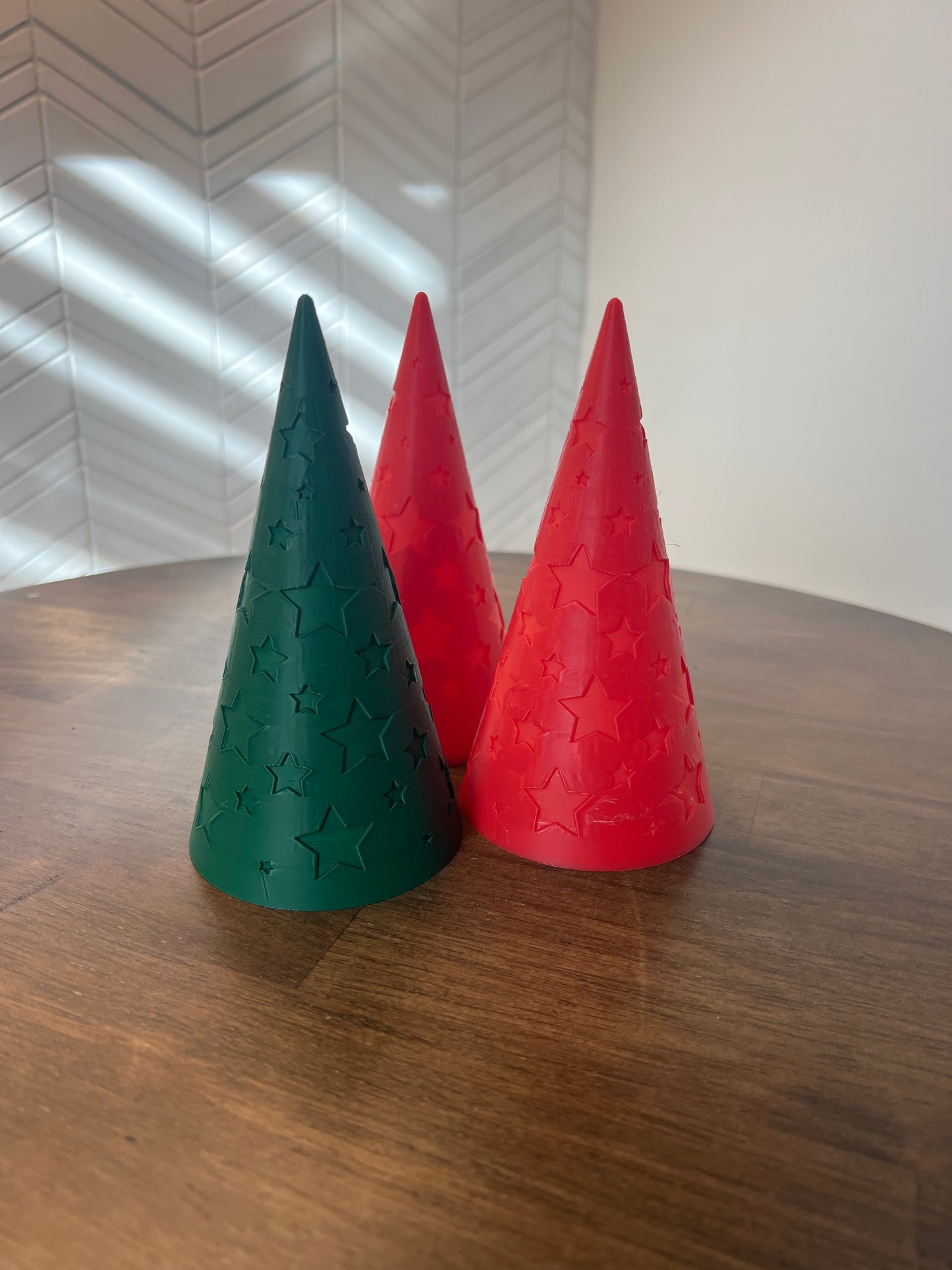 Holiday Tree Star Patterned LED Tea-Light Holder
