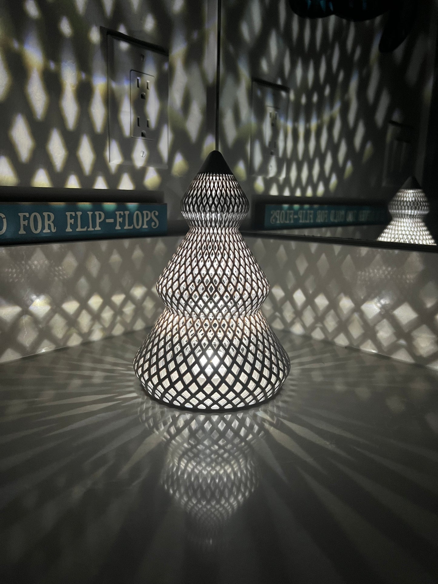 7.5" Christmas Tree Diamond LED Tea-Light Holder
