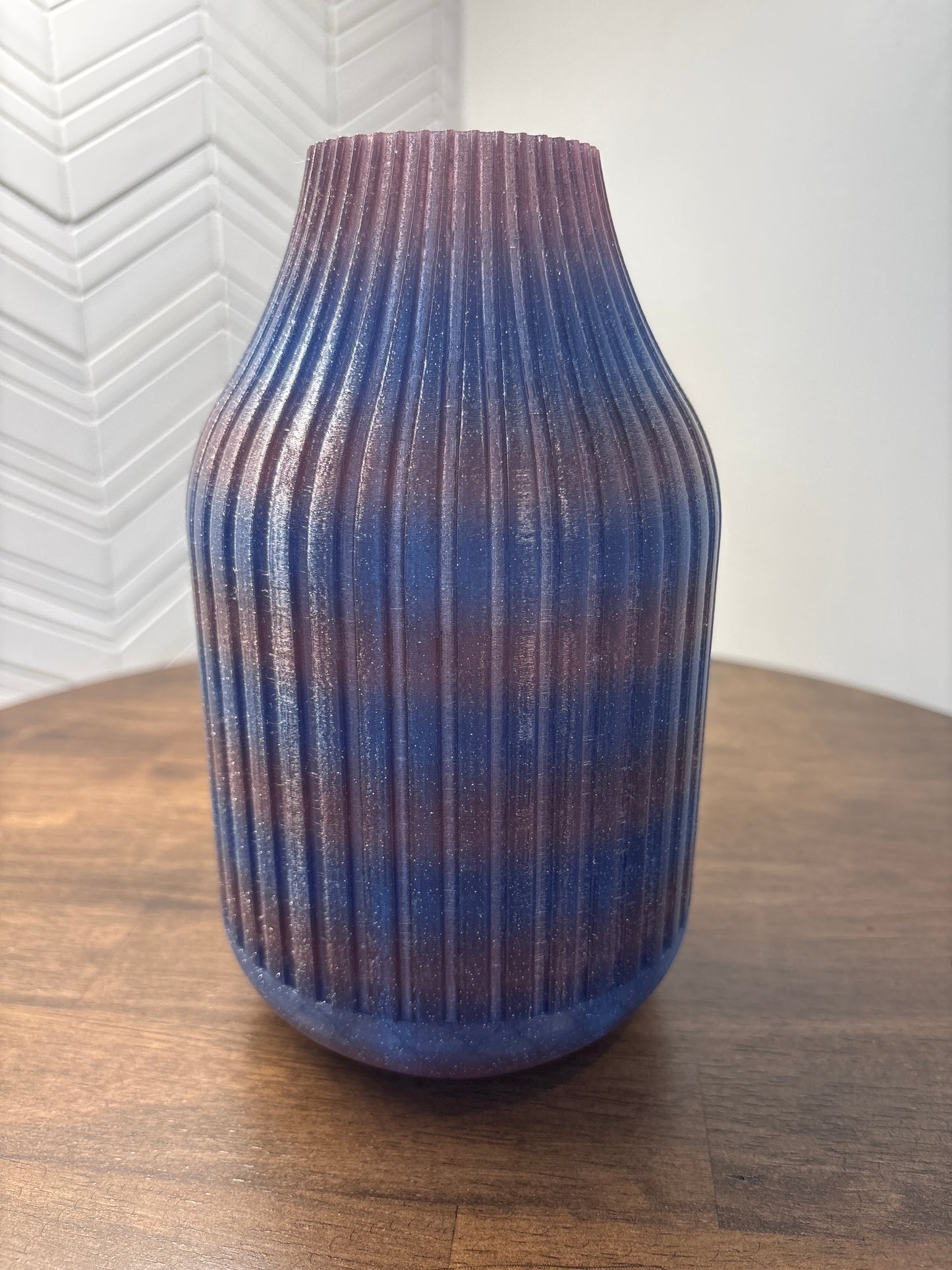 Translucent Ribbed, Tall, small mouth silk vase