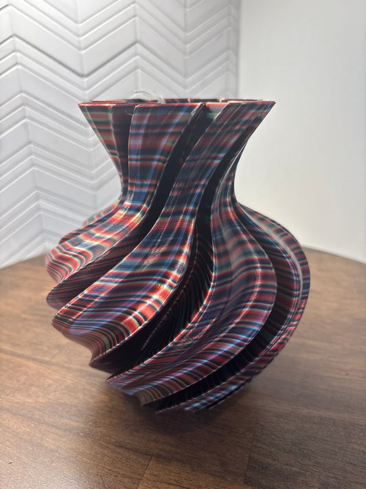 Dark Rainbow silk Ribbon Vase